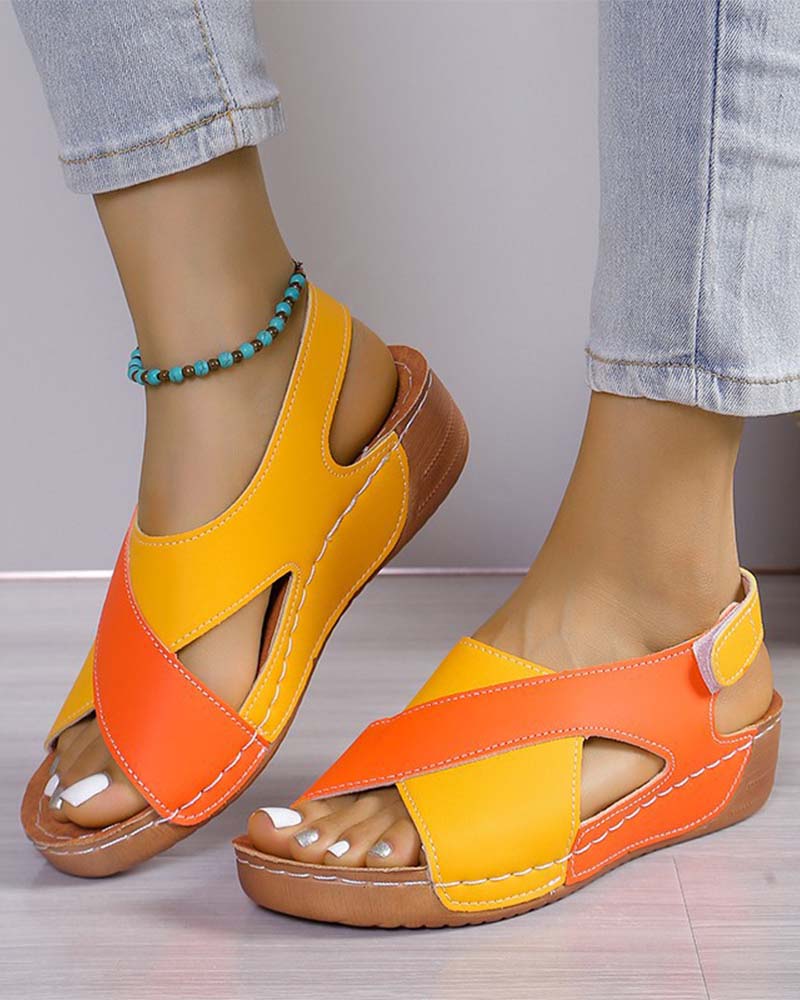 Colorblock Wedge Sandals