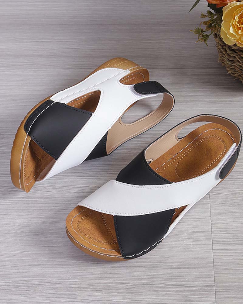 Colorblock Wedge Sandals