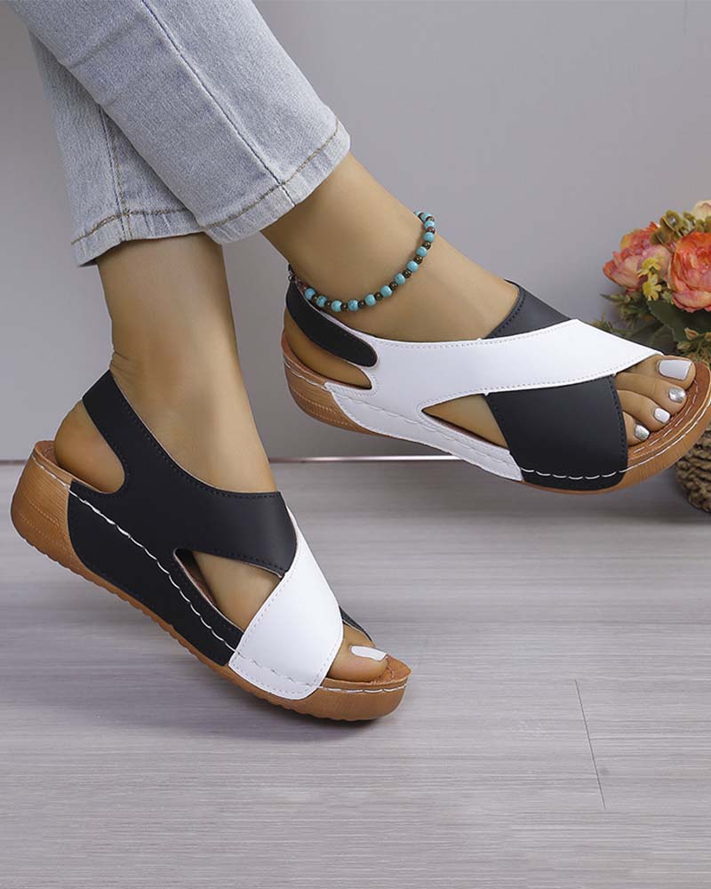 Colorblock Wedge Sandals