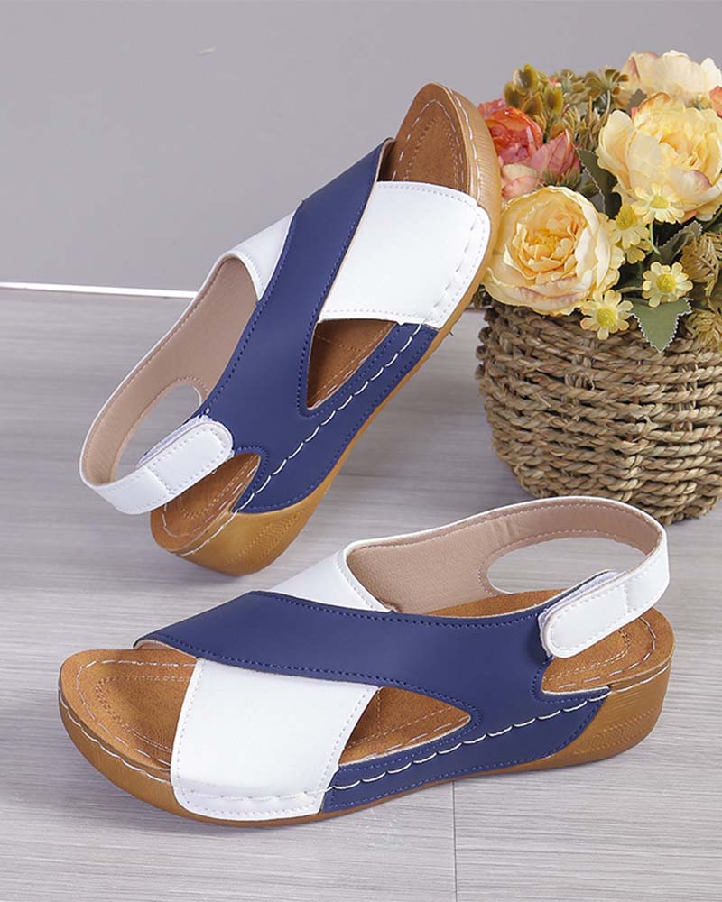 Colorblock Wedge Sandals