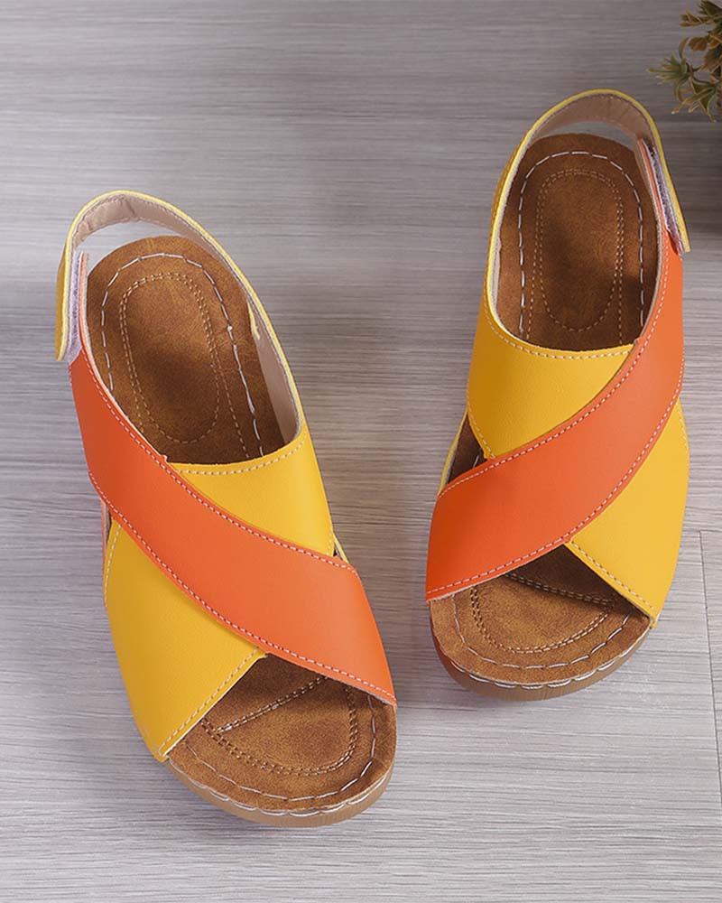 Colorblock Wedge Sandals