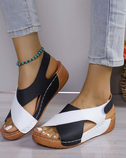 Colorblock Wedge Sandals